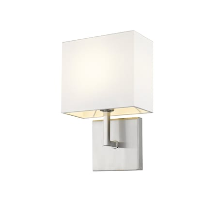 Z-Lite Saxon 1 Light Wall Sconce, Brushed Nickel & White 815-1S-BN